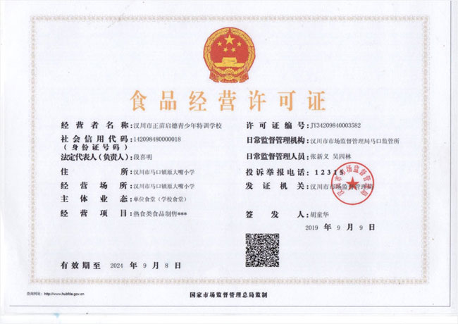 学校食堂食品经营许可证